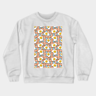 bacon and eggs on blue Crewneck Sweatshirt